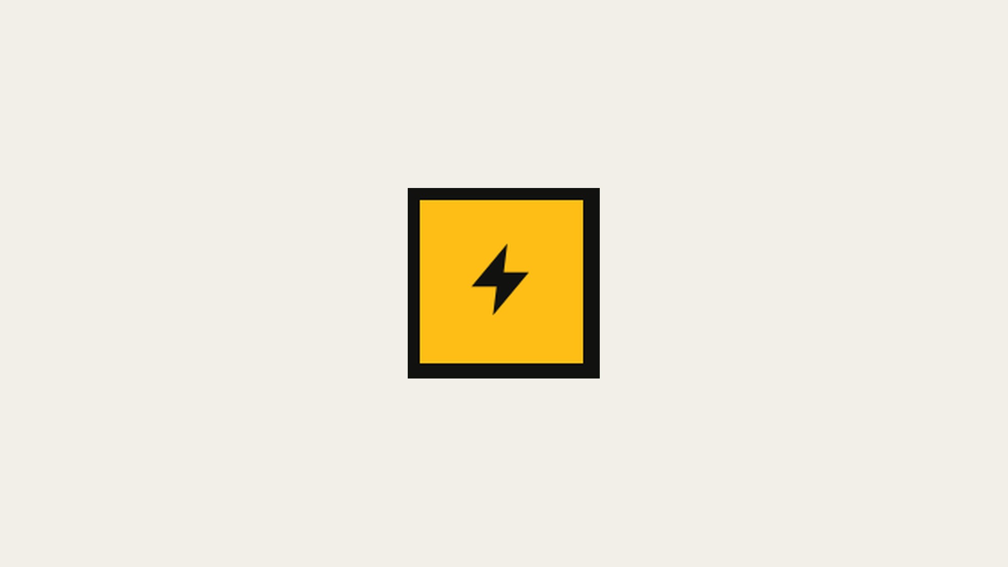 The redesigned logo — a square and a bolt. Simple enough to work at any size